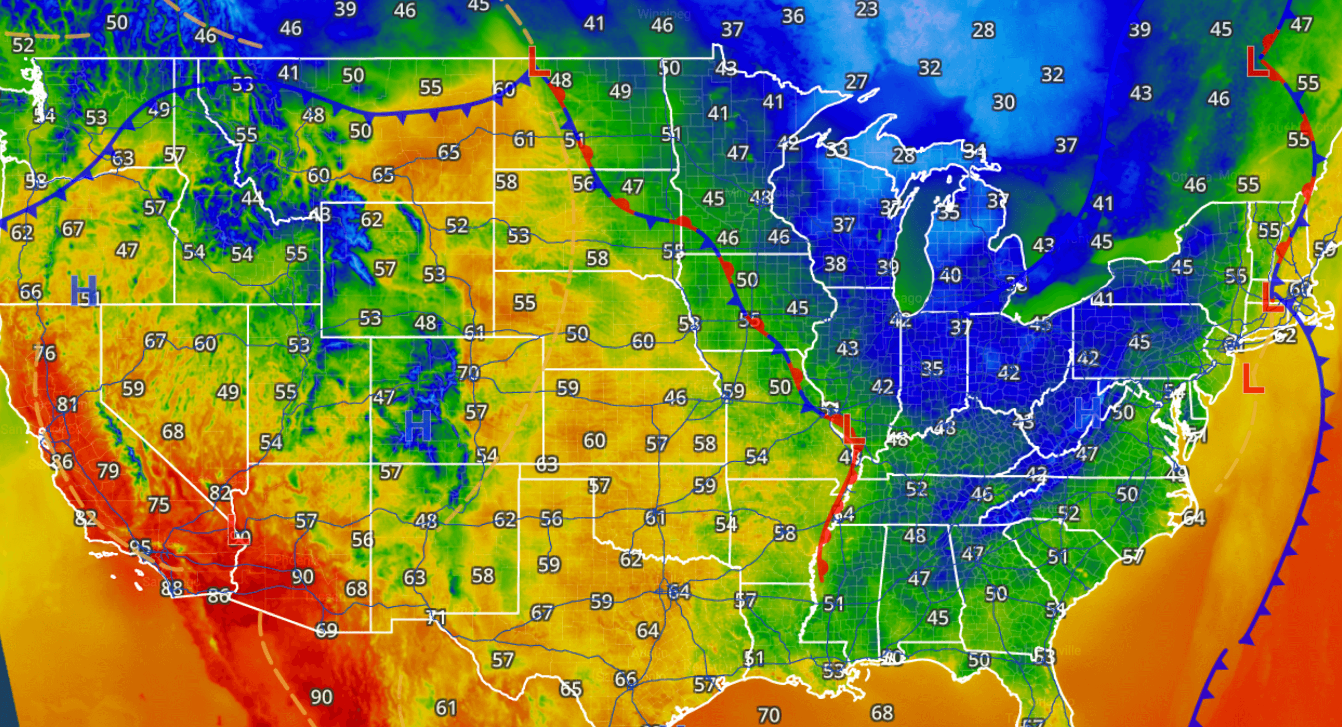 Current Temperatures IWeatherNet