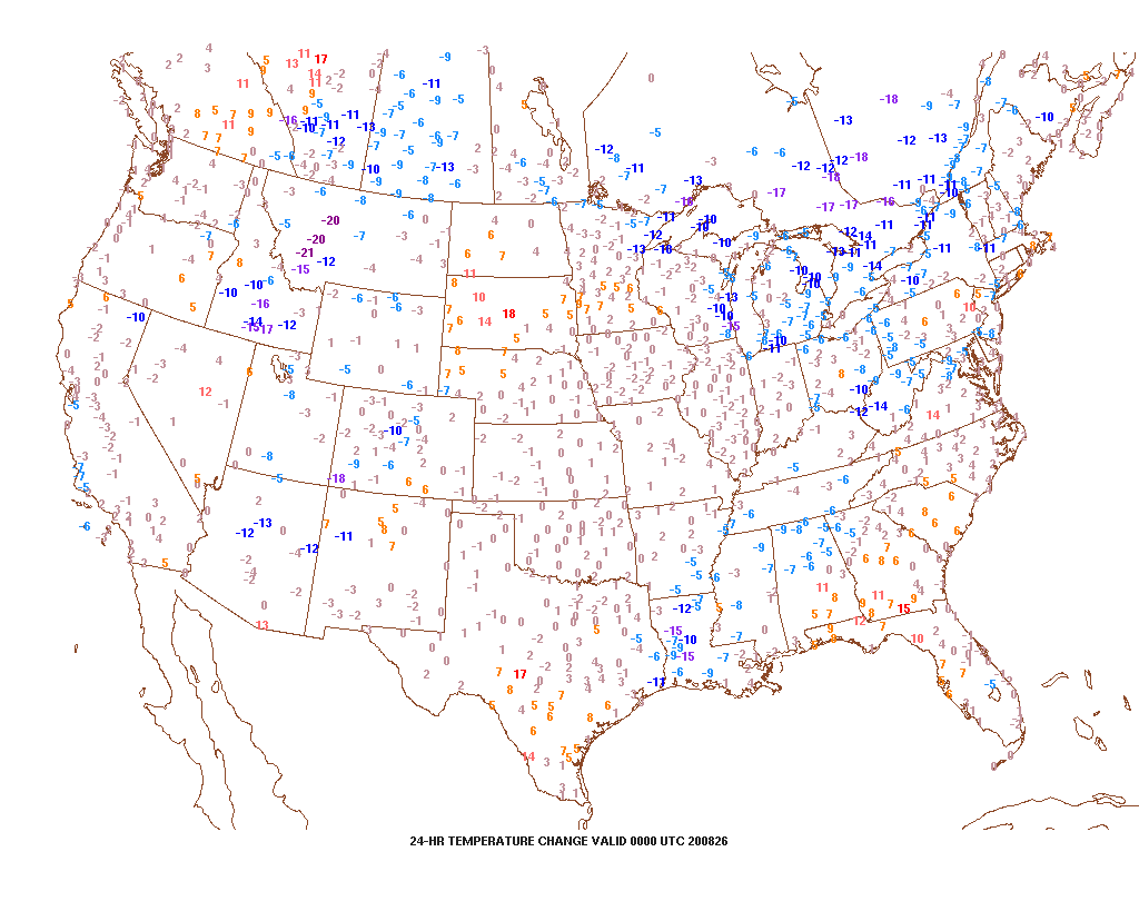 Yesterday's Temperatures & Today's 24Hr Temp Change